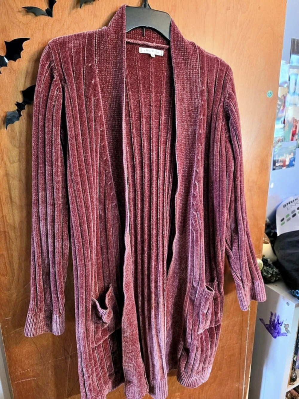 Market & Spruce Ribbed Cardigan in Burgundy